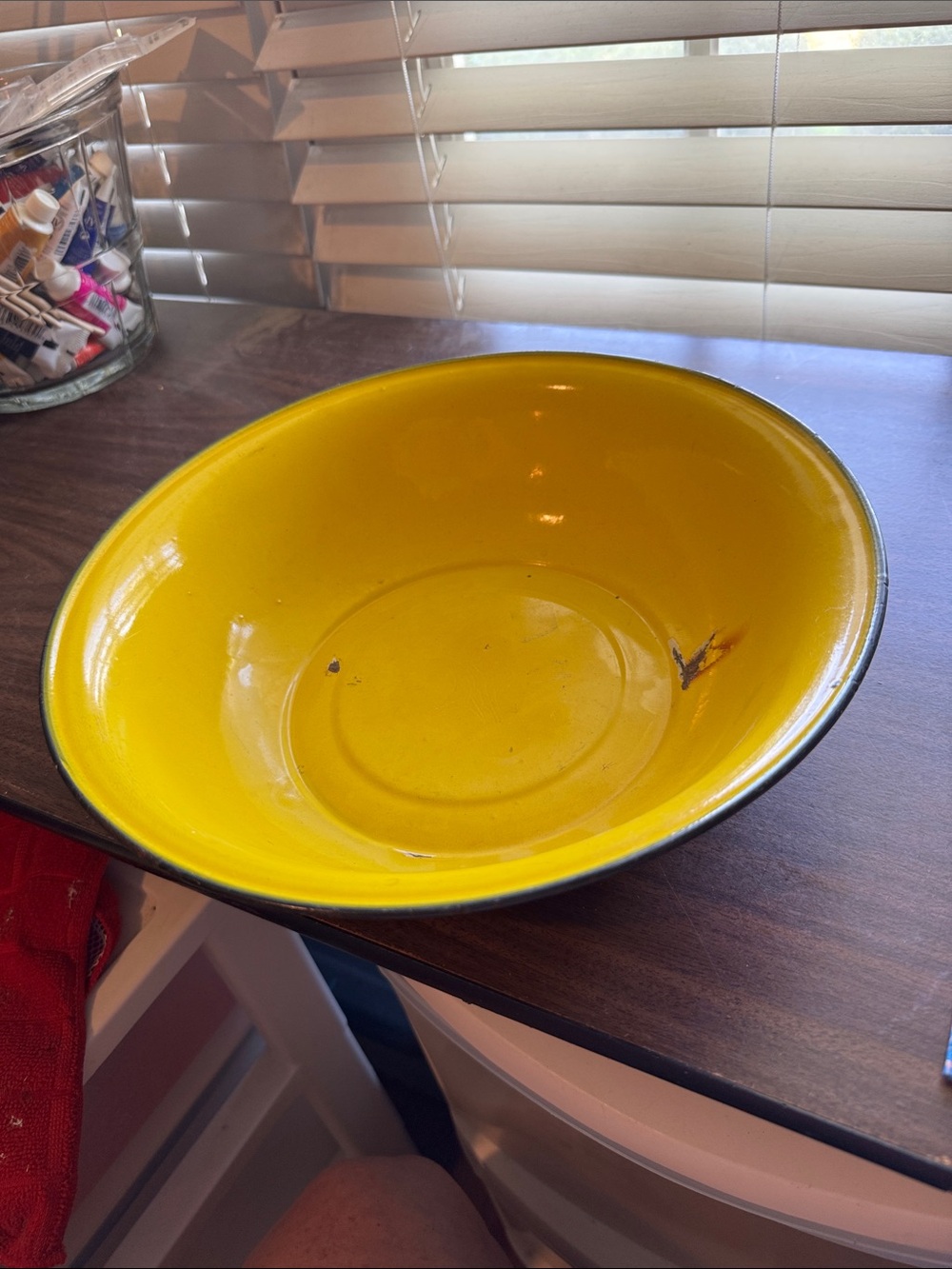 Bright Yellow Enamel Serving Bowl